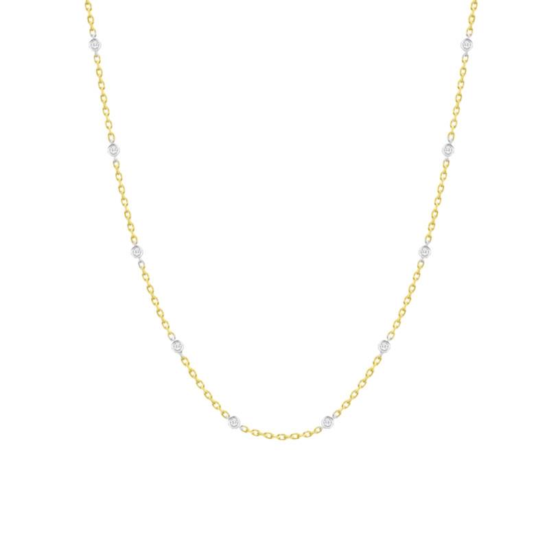 Collier Maille Alternée, Diamants de Synthèse 0,51 ct en 2 Ors 375 ou 750, Longueur 40 à 42 cm - Ocarat
