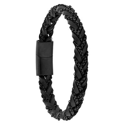 Bracelet Double en Cuir de Bovin Tressé, Longueur 21 cm - Emanessence