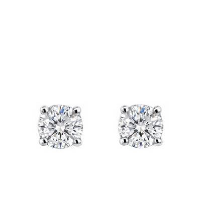 Boucles d'Oreilles Diamants de Synthèse 4 Griffes 2x0,30 ct en Or Blanc 375 ou 750 - Ocarat