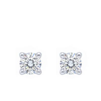 Boucles d'Oreilles Diamants de Synthèse 4 Griffes 2x0,10 ct en Or Blanc 375 ou 750 - Ocarat
