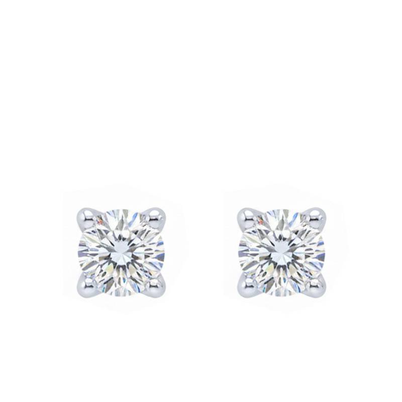Boucles d'Oreilles Diamants de Synthèse 4 Griffes 2x0,10 ct en Or Blanc 375 ou 750 - Ocarat