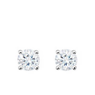 Boucles d'Oreilles Diamants de Synthèse 4 Griffes 2x0,20 ct en Or Blanc 375 ou 750 - Ocarat