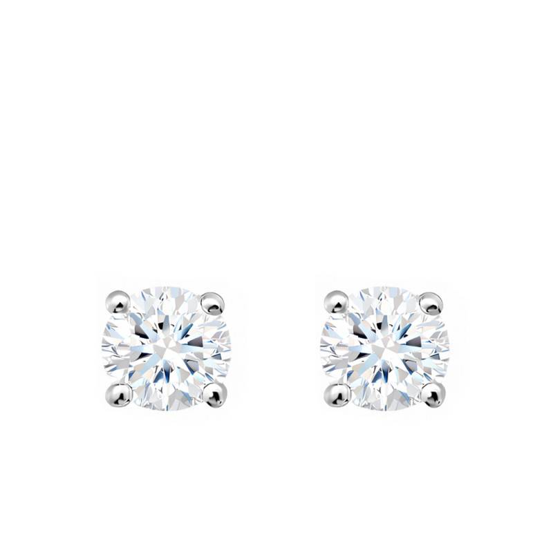 Boucles d'Oreilles Diamants de Synthèse 4 Griffes 2x0,20 ct en Or Blanc 375 ou 750 - Emanessence