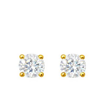 Boucles d'Oreilles Diamants de Synthèse 4 Griffes 2x0,20 ct en Or Jaune 375 ou 750 - Ocarat