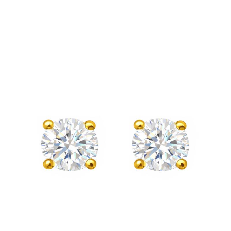 Yellow Gold 375 or 750 Lab-Grown Diamond 4-Prong Stud Earrings 2x0.20 ct - Ocarat