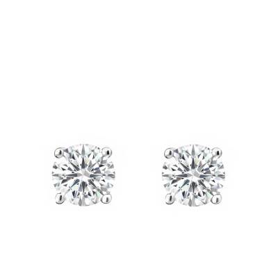 Boucles d'Oreilles Diamants de Synthèse 4 Griffes 2x0,40 ct en Or Blanc 375 ou 750 - Emanessence