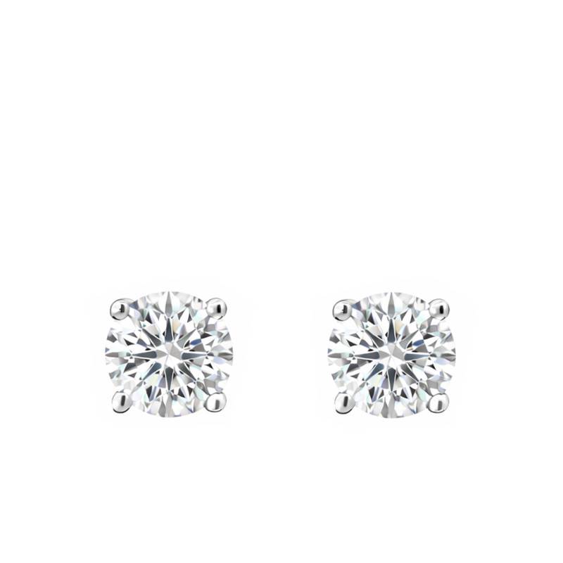 Boucles d'Oreilles Diamants de Synthèse 4 Griffes 2x0,40 ct en Or Blanc 375 ou 750 - Emanessence