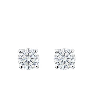 Boucles d'Oreilles Diamants de Synthèse 4 Griffes 2x0,50 ct en Or Blanc 375 ou 750 - Emanessence