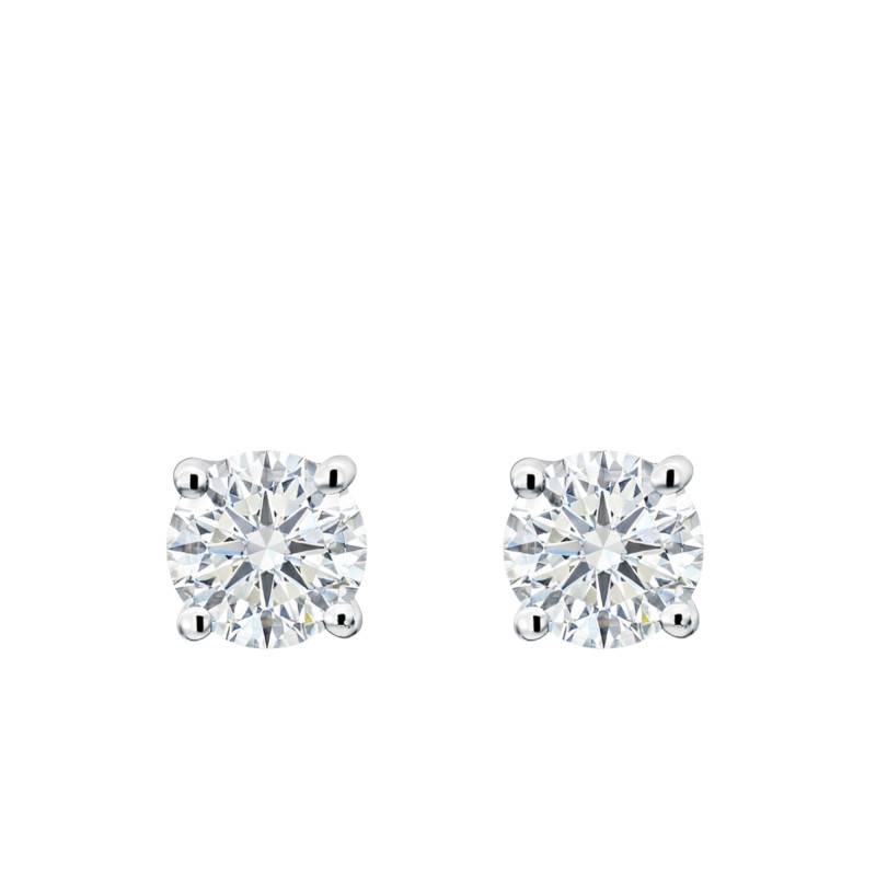 Boucles d'Oreilles Diamants de Synthèse 4 Griffes 2x0,50 ct en Or Blanc 375 ou 750 - Emanessence