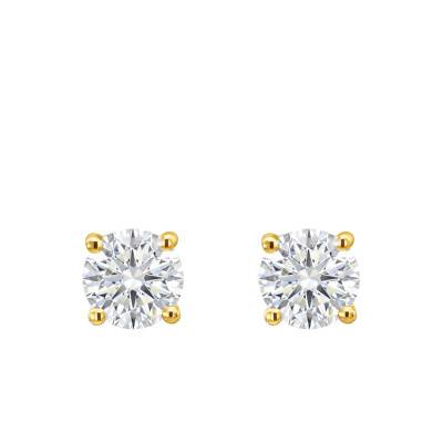 Boucles d'Oreilles Diamants de Synthèse 4 Griffes 2x0,50 ct en Or Jaune 375 ou 750 - Emanessence
