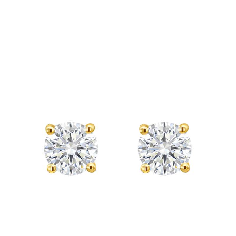 Yellow Gold 375 or 750 Lab-Grown Diamond 4-Prong Stud Earrings 2x0.50 ct - Ocarat