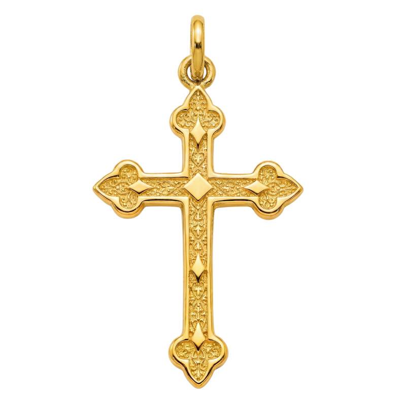 Gothic 750 Yellow Gold Cross, 26 x 38 mm - Becker