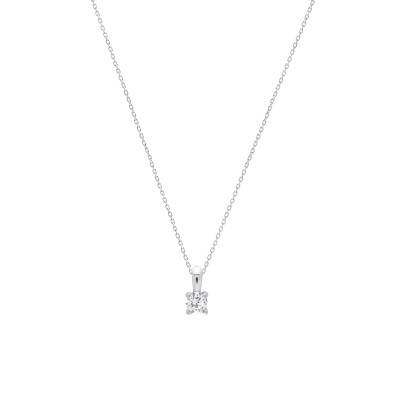 White Gold 4-Prong Lab-Grown Diamond Necklace 0,09 ct 375 or 750 - Ocarat