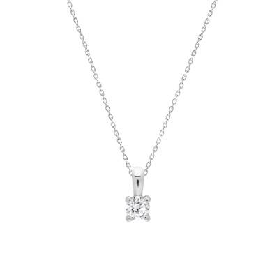White Gold 4-Prong Lab-Grown Diamond Necklace 0,09 ct 375 or 750 - Ocarat