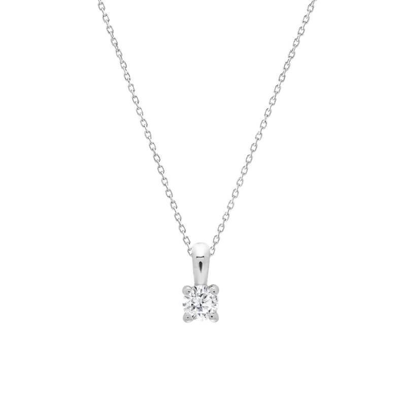 White Gold 4-Prong Lab-Grown Diamond Necklace 0,09 ct 375 or 750 - Ocarat