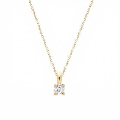 Lab-Grown Diamond 4-Prong Necklace 0.09 ct in 375 or 750 Yellow Gold - Ocarat