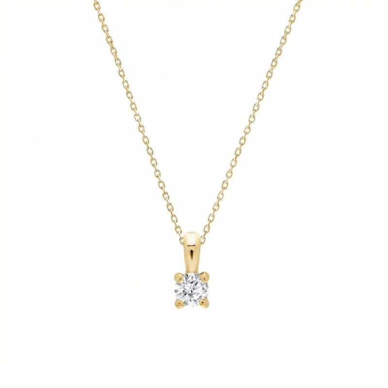 Collier Diamant de Synthèse 4 Griffes 0,09 ct en Or Jaune 375 ou 750 - Ocarat