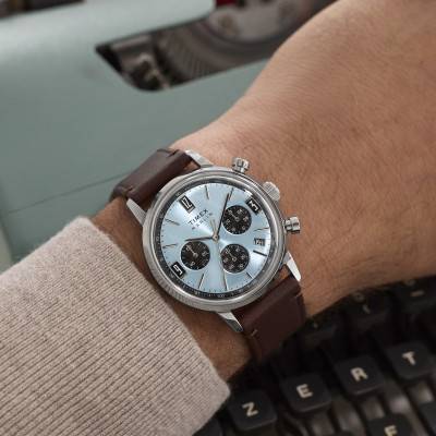 Marlin Chronograph Tachymeter 40mm Leather Strap Watch TW2Y66600 - Timex