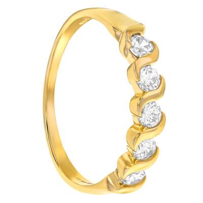 Yellow 375/1000 Gold & Zirconium Oxide Swirl Ring - Emanessence
