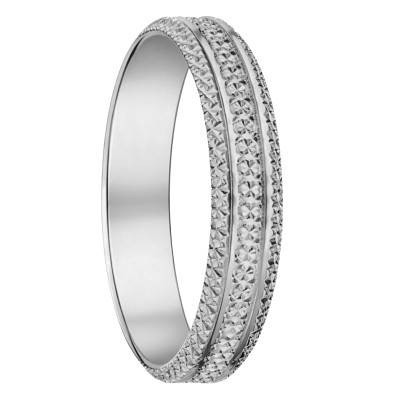 Half-Dome Diamond-Cut White Gold Wedding Ring in 375 or 750, Width 4 mm - Fair'Belle