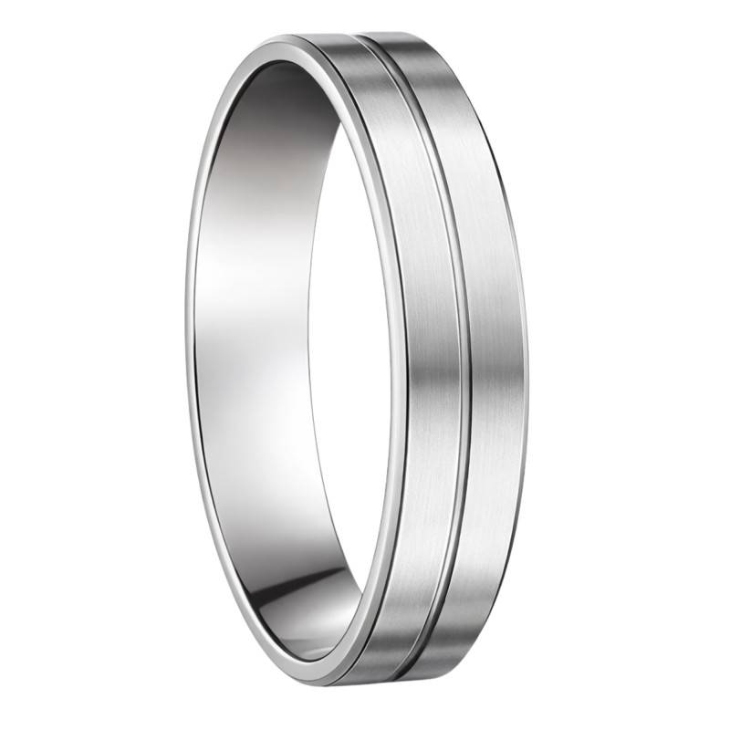 Alliance Ruban Brossée à Rainure en Or blanc 375 ou 750, Largeur 4,5mm - Gaïa