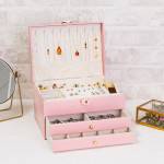 Offre : Boite à Bijoux Rose 3 Etages, 23x17x13cm