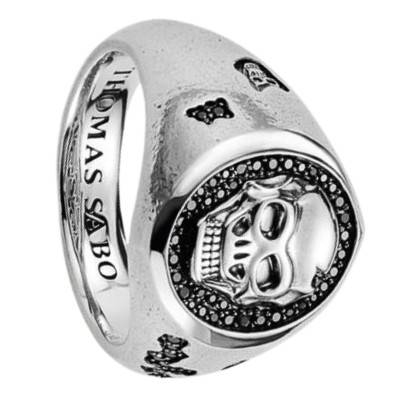 925/1000 Silver & Black Zirconium Oxide Rebel Icons Skull Ring -TR2511-643-11 - Thomas Sabo