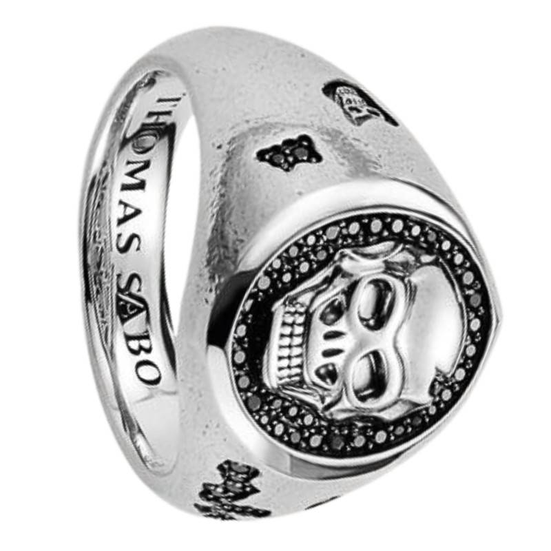 925/1000 Silver & Black Zirconium Oxide Rebel Icons Skull Ring -TR2511-643-11 - Thomas Sabo