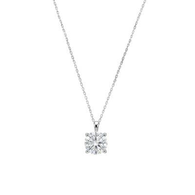 Collier Diamant de Synthèse 4 Griffes 0,75 ct en Or Blanc 375 ou 750 - Ocarat