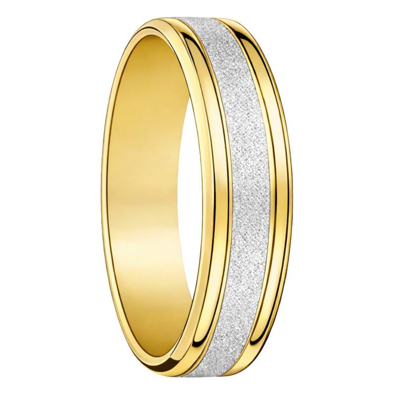Yellow & White Gold 375/1000 or 750/1000 Concave Standard Sandblasted Two-Tone Wedding Ring 5 mm - Fair'Belle