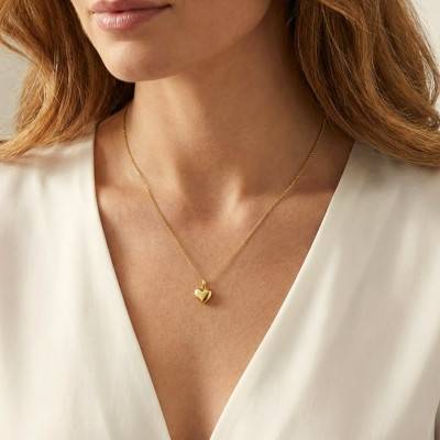 375/1000 Yellow Gold Puff Heart Pendant 22 x 16 mm - Emanessence