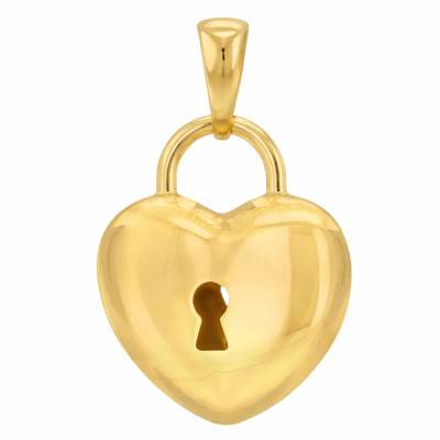 375 Yellow Gold Heart Pendant, 20 x 13 mm - Emanessence