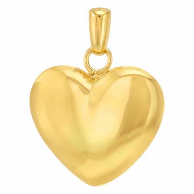 375/1000 Yellow Gold Puff Heart Pendant 22 x 16 mm - Emanessence