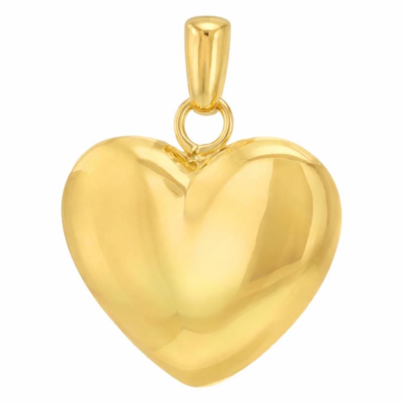375/1000 Yellow Gold Puff Heart Pendant 22 x 16 mm - Emanessence