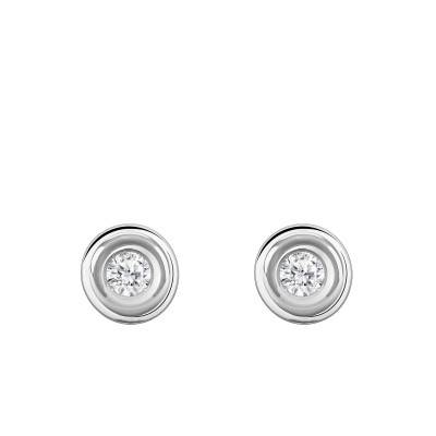 Boucles d'Oreilles Diamants de Synthèse Clos 2x0,05 ct en Or Blanc 375 ou 750 - Ocarat