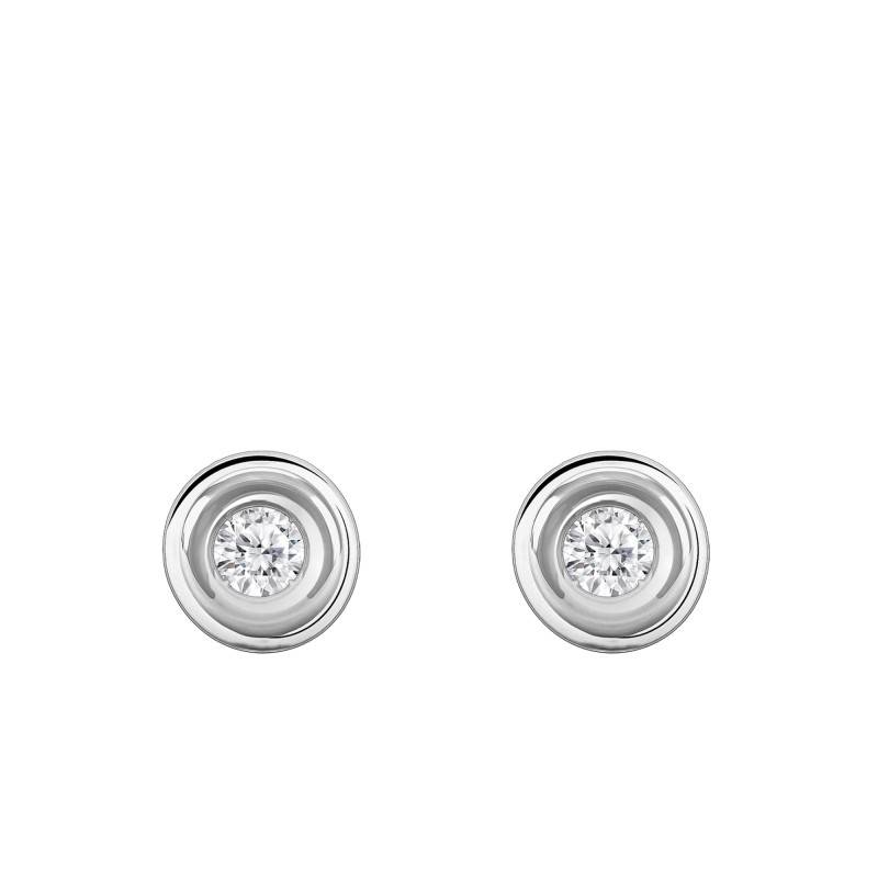Boucles d'Oreilles Diamants de Synthèse Clos 2x0,05 ct en Or Blanc 375 ou 750 - Ocarat