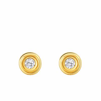Boucles d'Oreilles Diamants de Synthèse Clos 2x0,05 ct en Or Jaune 375 ou 750 - Ocarat