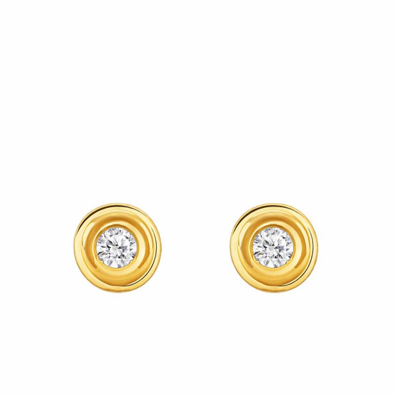 Boucles d'Oreilles Diamants de Synthèse Clos 2x0,05 ct en Or Jaune 375 ou 750 - Emanessence