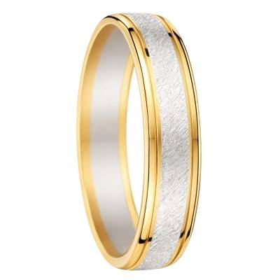 Two-Gold Brushed Comfort Wedding Ring 375 or 750, Width 5mm - Fair'Belle