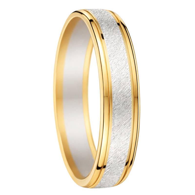Two-Gold Brushed Comfort Wedding Ring 375 or 750, Width 5mm - Fair'Belle