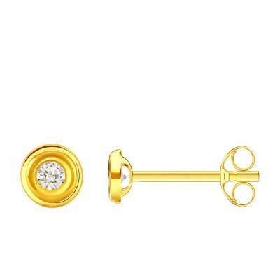 Boucles d'Oreilles Diamants de Synthèse Clos 2x0,05 ct en Or Jaune 375 ou 750 - Ocarat