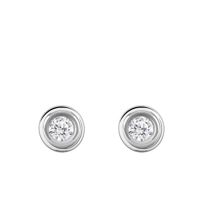 Boucles d'Oreilles Diamants de Synthèse Clos 2x0,08 ct en Or Blanc 375 ou 750 - Emanessence