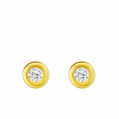 Bezel-Set Lab-Grown Diamond Stud Earrings in Yellow Gold 375 or 750 2x0,08 ct - Ocarat