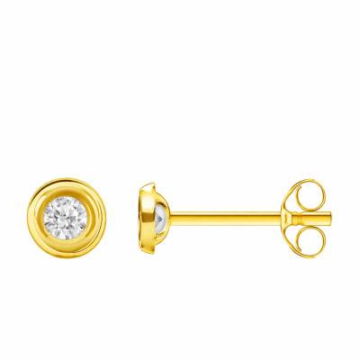 Boucles d'Oreilles Diamants de Synthèse Clos 2x0,08 ct en Or Jaune 375 ou 750 - Emanessence