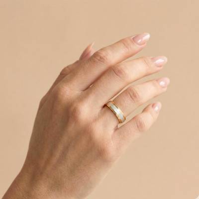 Two-Gold Brushed Comfort Wedding Ring 375 or 750, Width 5mm - Fair'Belle