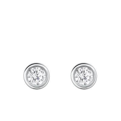 White Gold 375 or 750 Lab-Grown Diamond Bezel-Set Stud Earrings 2x0.15 ct - Ocarat