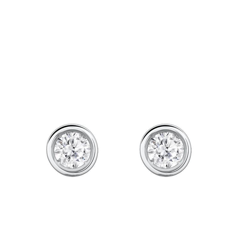 Boucles d'Oreilles Diamants de Synthèse Clos 2x0,15 ct en Or Blanc 375 ou 750 - Ocarat