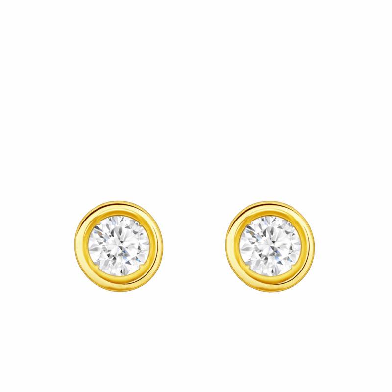 Boucles d'Oreilles Diamants de Synthèse Clos 2x0,15 ct en Or Jaune 375 ou 750 - Emanessence