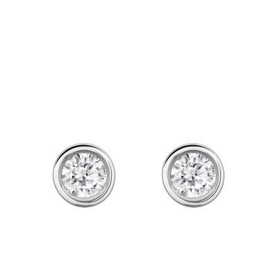 White Gold 375 or 750 Lab-Grown Diamond Bezel-Set Stud Earrings 2x0.20 ct - Ocarat