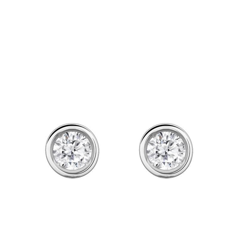 White Gold 375 or 750 Lab-Grown Diamond Bezel-Set Stud Earrings 2x0.20 ct - Ocarat